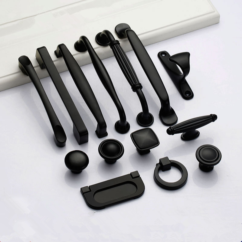 Furniture Hardware Drawer Pulls - Zwarte handgrepen voor meubelkastknoppen en keukenlade