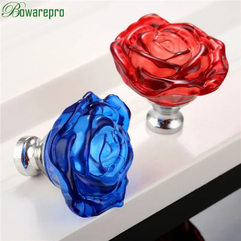 Furniture Hardware Drawer Pulls - Bowarepro 50Mm Crystal Rose Glas Handvat