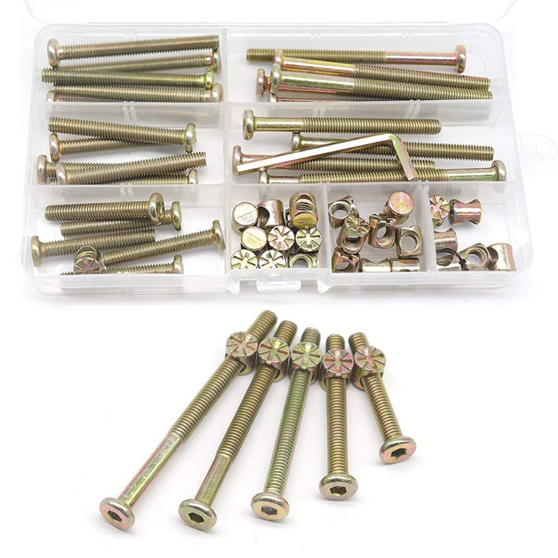 Furniture Hardware Barrel Nut - 50 stks M6x40/50/60/70/80mm Wieg Schroeven Hardware
