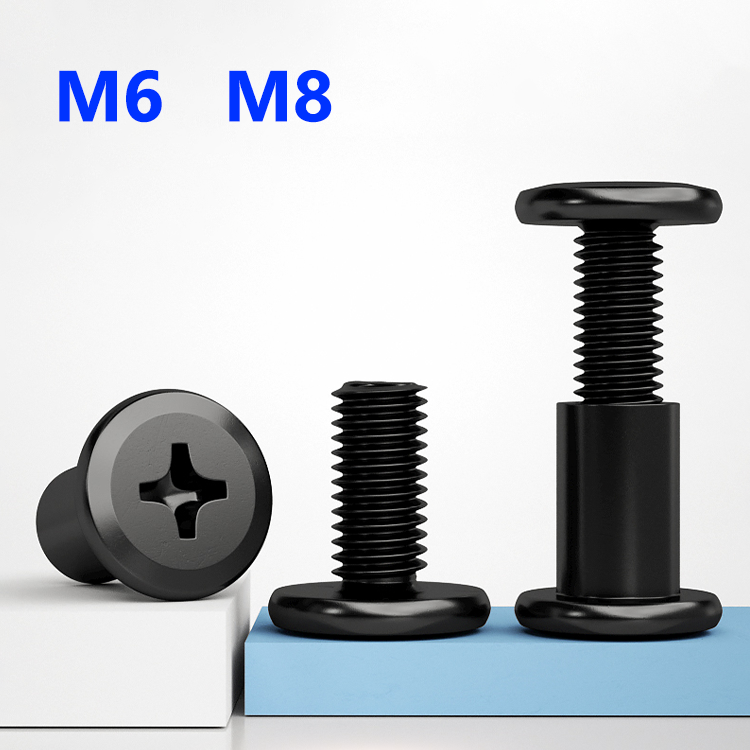 Furniture Hardware Barrel Nut - Zwarte koolstofstalen Chicago-schroeven M6 M8 bindbouten