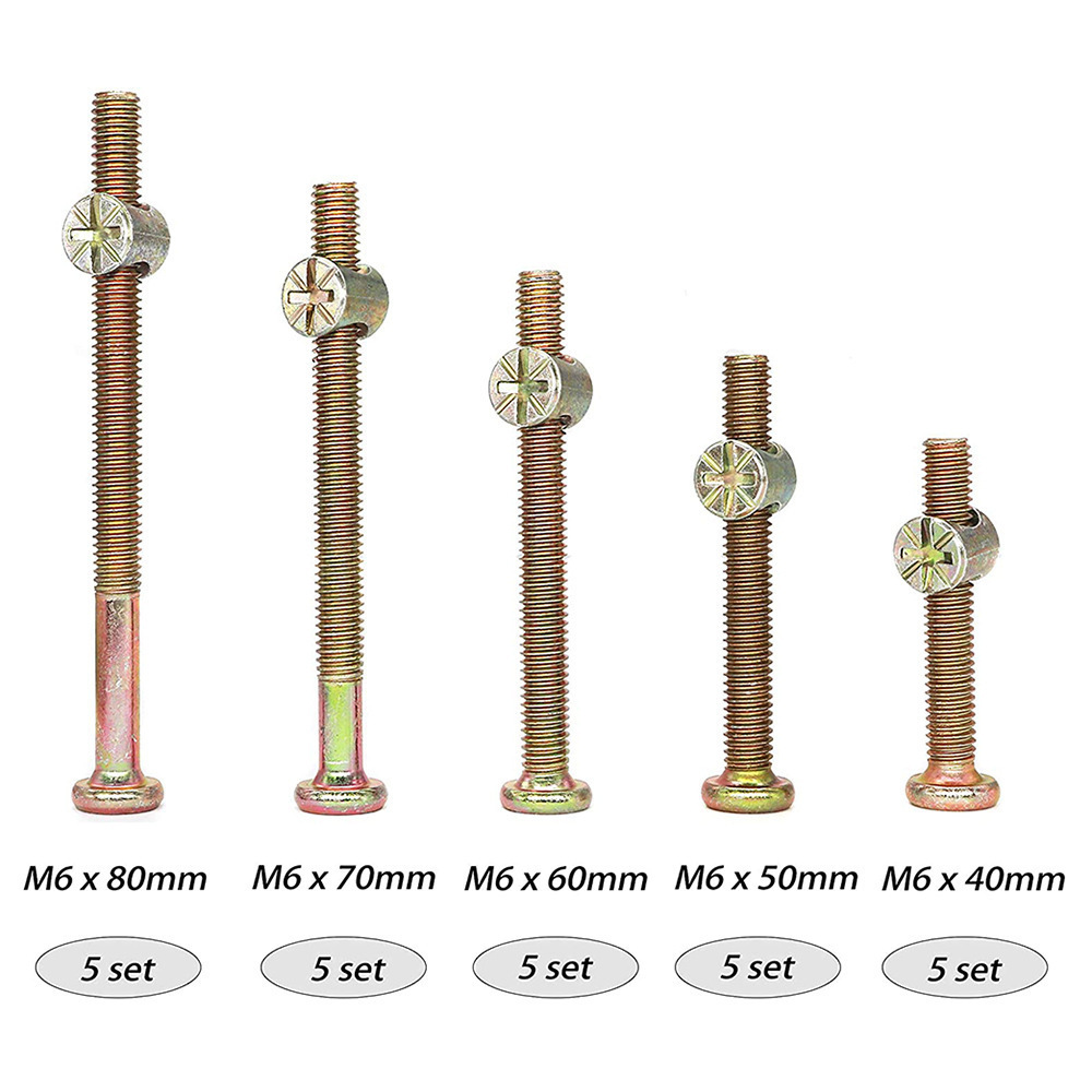 Furniture Hardware Barrel Nut - M6 zeskantbouten met kruiskopmoeren, verbindingsbouten voor